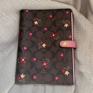 Coach Notebook in signature canvas with heart petal print new.  NWOT